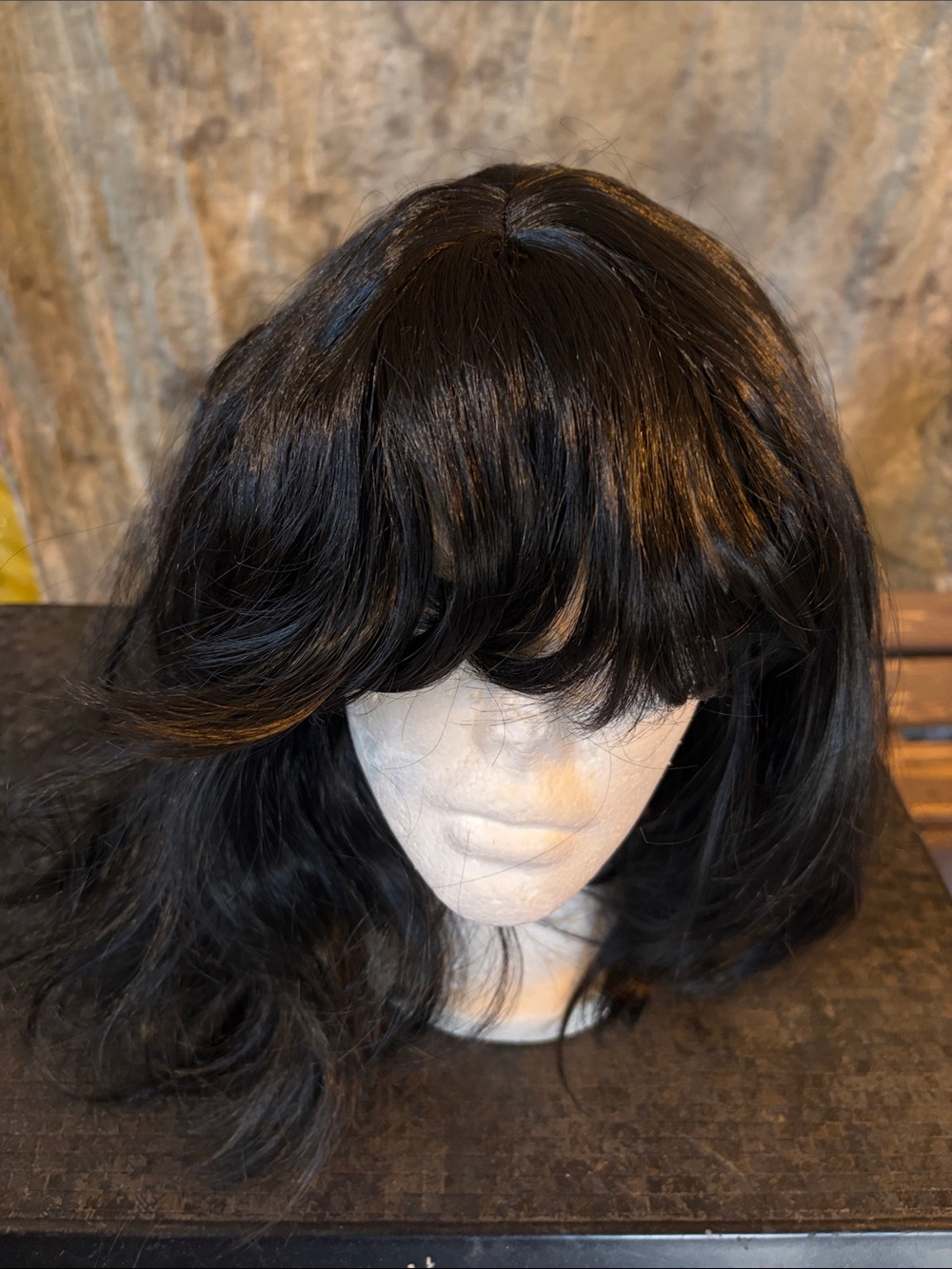 Black Women's Synthetic Wig with Full Bangs